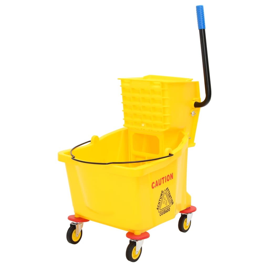 vidaXL Balde de esfregona com espremedor e rodas 36 L PP amarelo